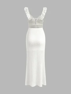 Pearl Keyhole Neckline Cami Long Dress