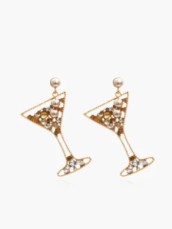 Pearl Rhinestone Wine Glass Drop Earrings