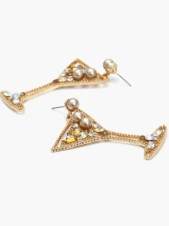 Pearl Rhinestone Wine Glass Drop Earrings