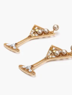 Pearl Rhinestone Wine Glass Drop Earrings