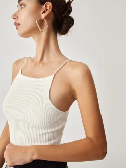 Pearl Strap Rib Cami Top