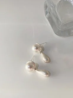 Pearl Water Drop Charm Earrings