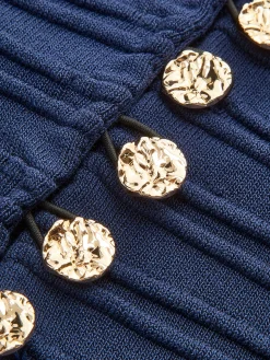 Pebble Pleated Button Knit Top