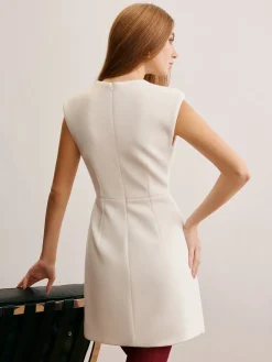 Pin-Detail Sleeveless Warm Dress