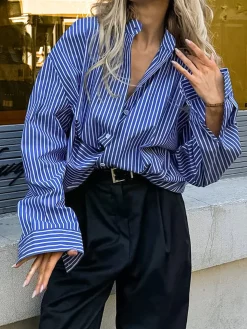 Pinstripe Breasted Loose Shirt