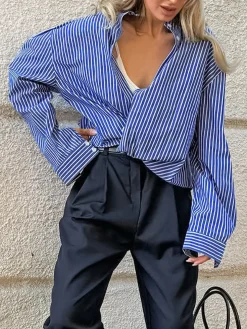 Pinstripe Breasted Loose Shirt
