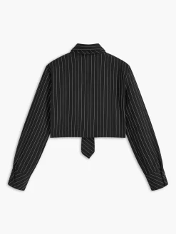 Pinstripe Crop Polo Shirt