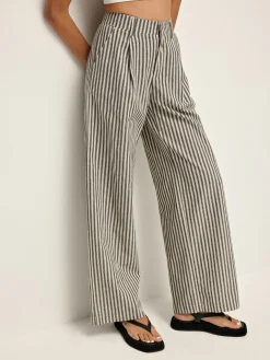 Pinstripe High-Waist Long Pants