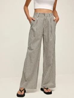 Pinstripe High-Waist Long Pants