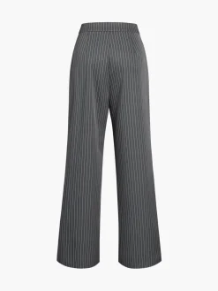 Pinstripe Pleated Wide-Leg Pants