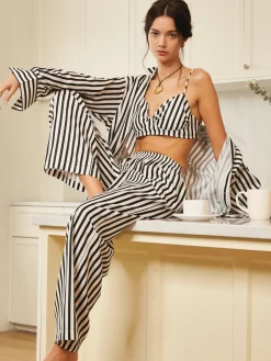 Pinstripe Pocket Three Piece Pants Set