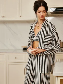 Pinstripe Pocket Three Piece Pants Set