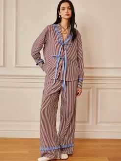 Pinstripe Ruffle Bow Pants