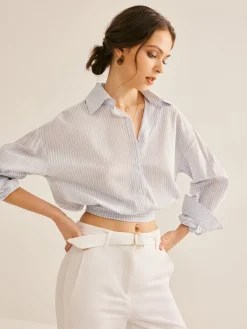 Pinstripe Semi-Sheer Polo Shirt