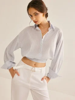 Pinstripe Semi-Sheer Polo Shirt