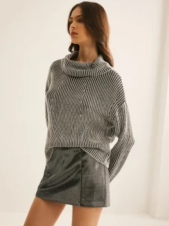 Pinstripe Turtleneck Sweater