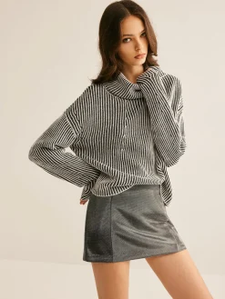 Pinstripe Turtleneck Sweater