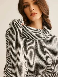 Pinstripe Turtleneck Sweater