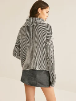 Pinstripe Turtleneck Sweater
