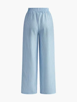Pinstripe Wide-Leg Long Pants