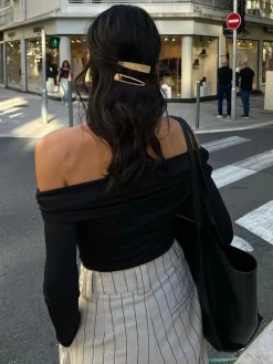 Pinstripe Zippered Wide Leg Pants