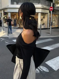 Pinstripe Zippered Wide Leg Pants