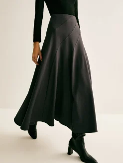 Piping Pleated Zipper Skirt