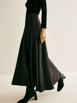 Piping Pleated Zipper Skirt