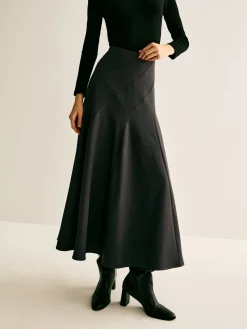 Piping Pleated Zipper Skirt