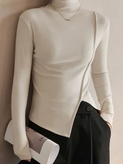 Piping Slit Jersey Slim T-Shirt