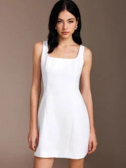 Piping Zipper Solid Short Dress