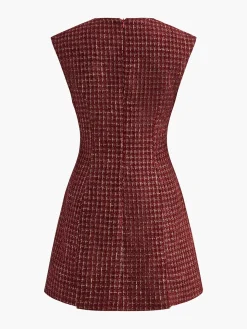 Piping Zipper Tweed Short Dress