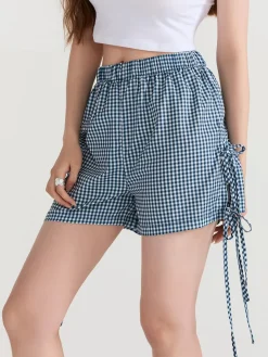 Plaid Bow Tie Shorts