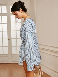 Plaid Button Pleated Jumpsuit