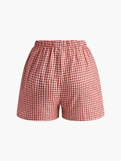 Plaid Button Shorts