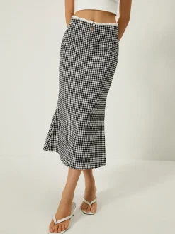 Plaid Print Mermaid Midi Skirt