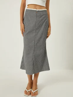 Plaid Print Mermaid Midi Skirt