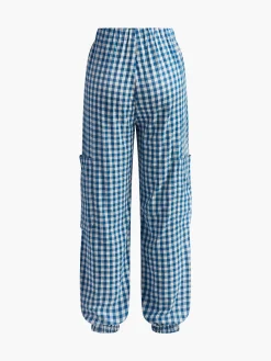 Plaid Ruffle Elastic Waist Pants Set