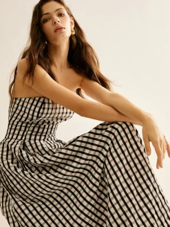 Plaid Tube Long Dress
