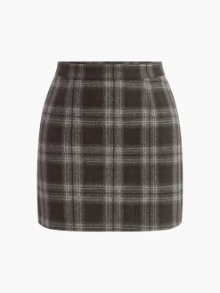 Plaid Tweed Mini Skirt
