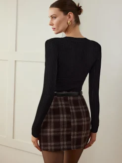 Plaid Tweed Mini Skirt