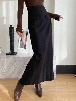 Plain A-Line Maxi Skirt