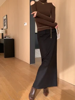 Plain A-Line Maxi Skirt