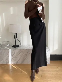 Plain A-Line Maxi Skirt