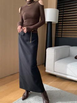 Plain A-Line Maxi Skirt