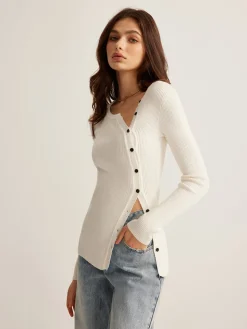 Plain Asymmetrical Breasted Sweater