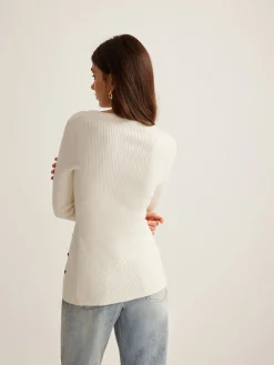 Plain Asymmetrical Breasted Sweater