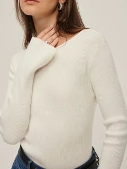 Plain Backless Button Sweater
