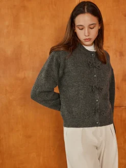 Plain Bow-Breasted Cardigan