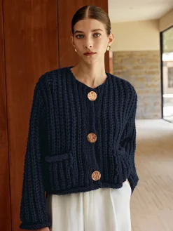 Plain Button Knit Cardigan